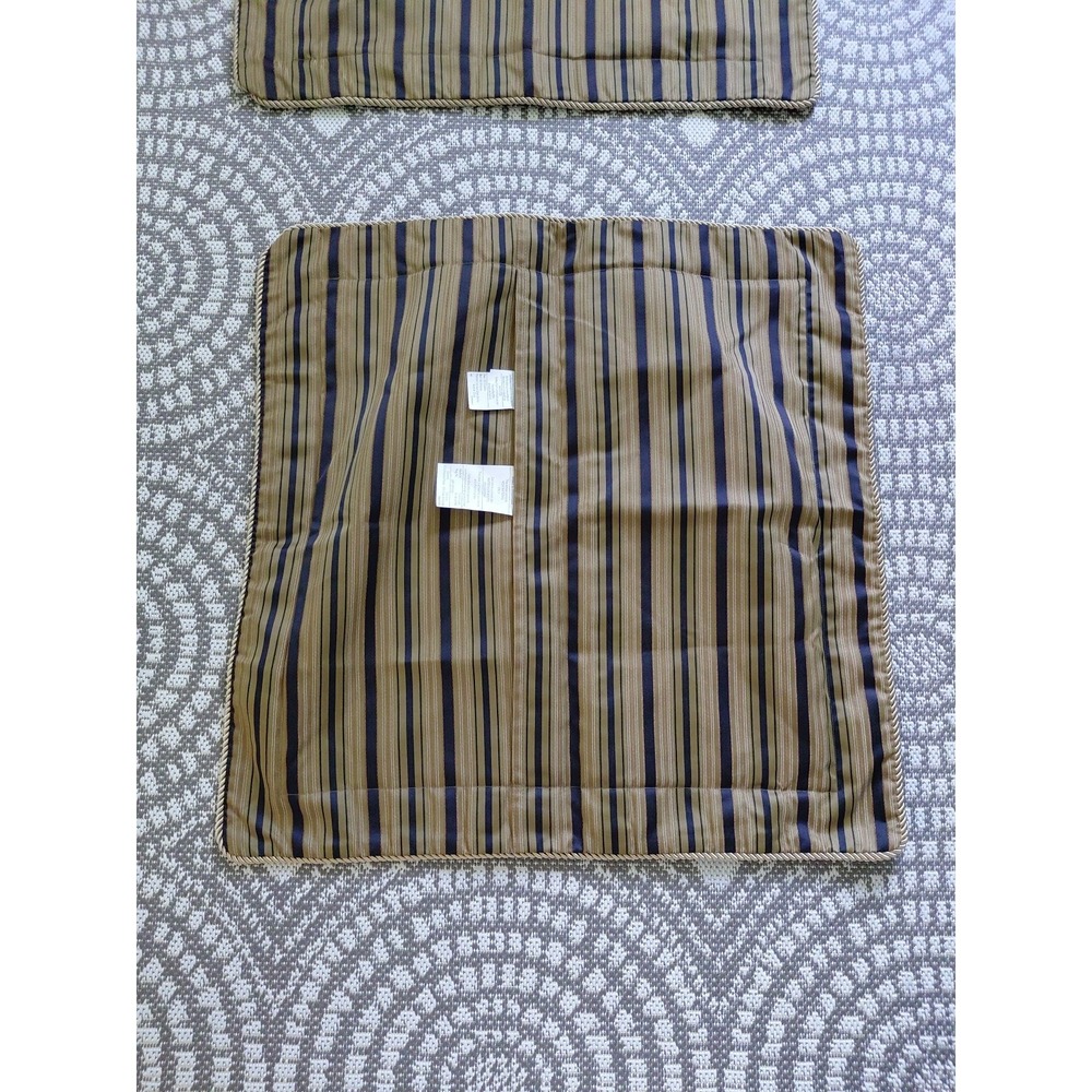 2 Ashley Pillow Shams Euro Square 26X26 Gold Black Stripe Luxury Decor Old Money - Picture 4 of 8